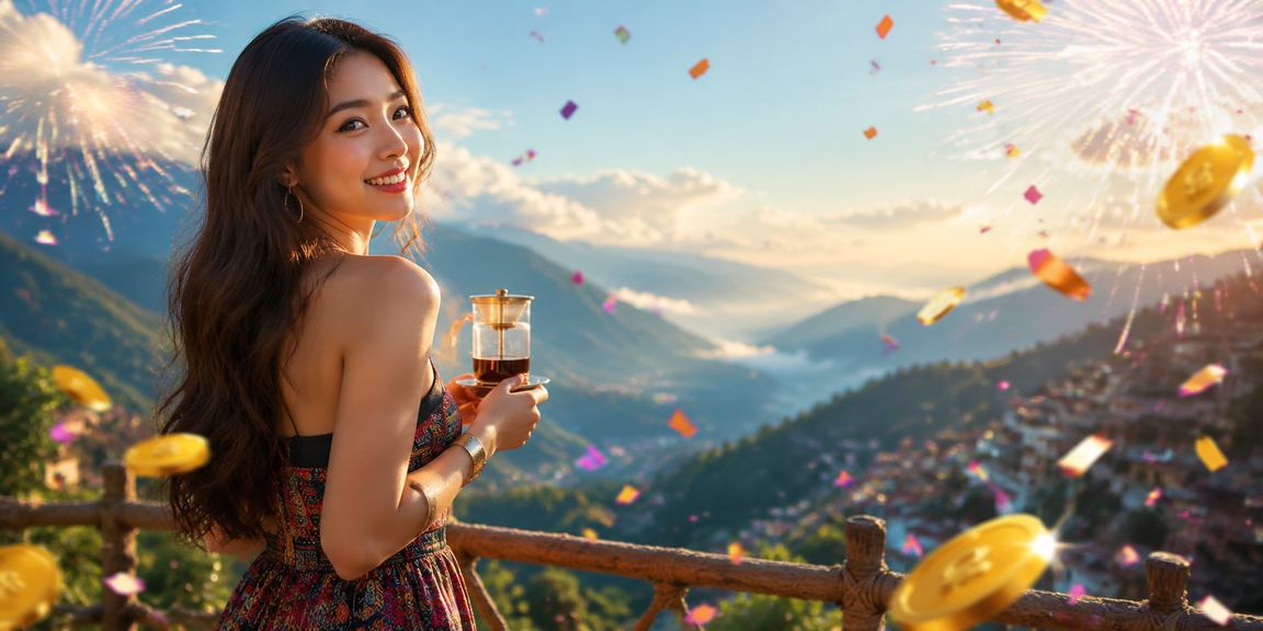 Người dùng thưởng thức cà phê Sapa và xem kết quả cá cược trực tuyến giữa khung cảnh núirừng Sapa