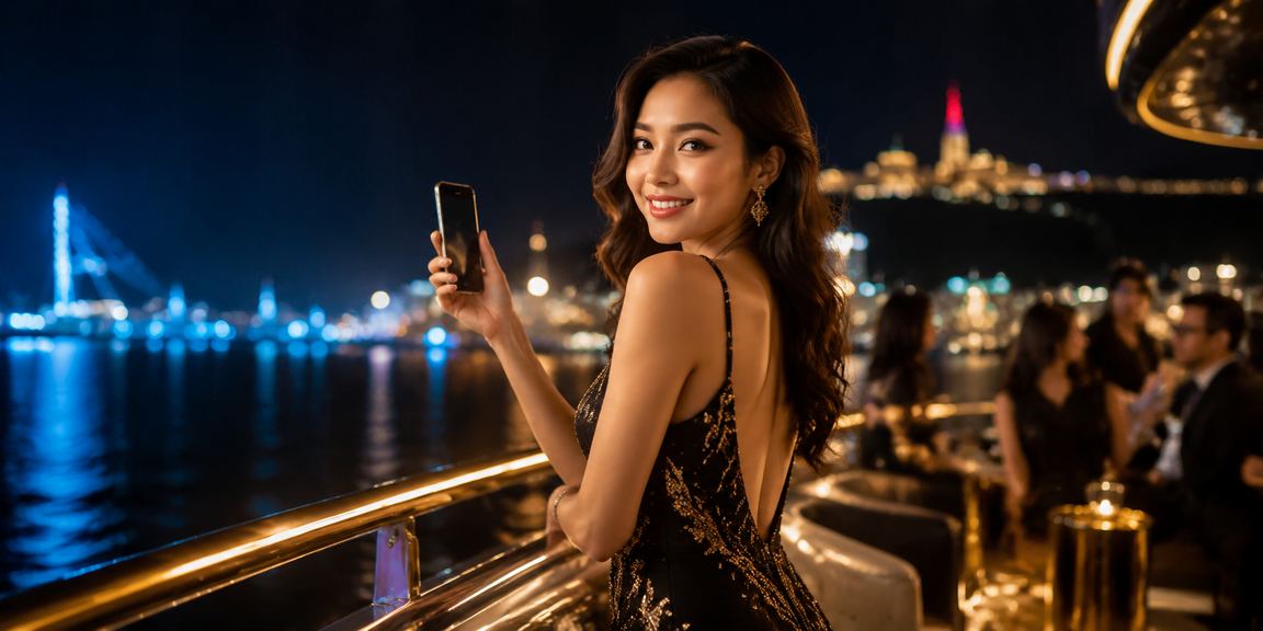 Người dùng tại Vũng Tàu xem thông tin thưởng và đăng ký tài khoản trong quán cà phê